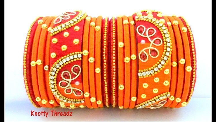 Silk Thread Jewelry | Designer Zardosi Bangle Set | DIY Bridal Bangles | www.knottythreadz.com