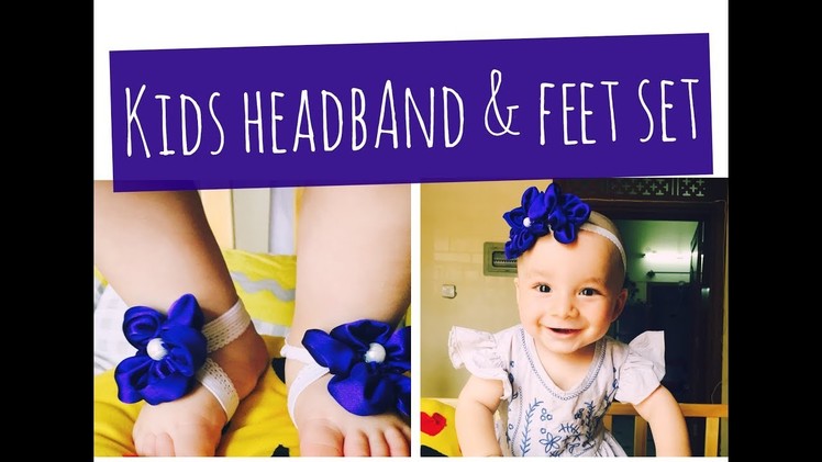 Baby barefoot Sandals and Headband set. DIY. Ribbon-Work