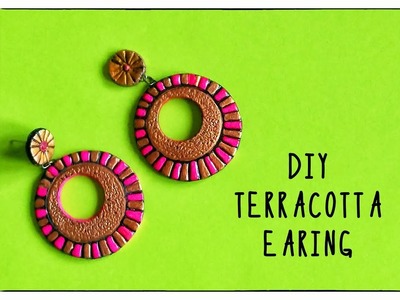 DIY  Gold and pink terracotta earings