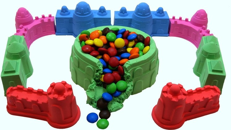 DIY How To Make Kinetic Sand Castle Candy Chocolate M&Ms Mad Mattr Skwooshi Learn Colors