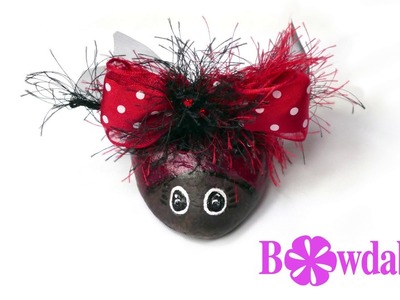 DIY super easy Adorable Lady bug Pet rock and hair bow !!