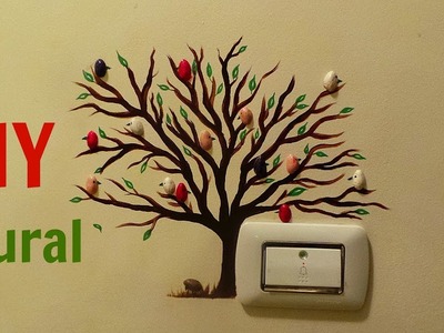 DIY Tree with Birds using Pistachio shells - Mural