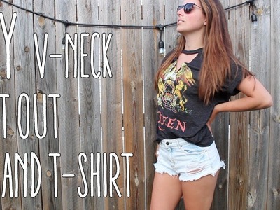 DIY | V-Neck Choker Band Shirt