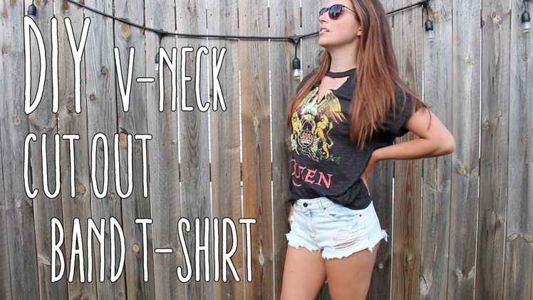 DIY | V-Neck Choker Band Shirt