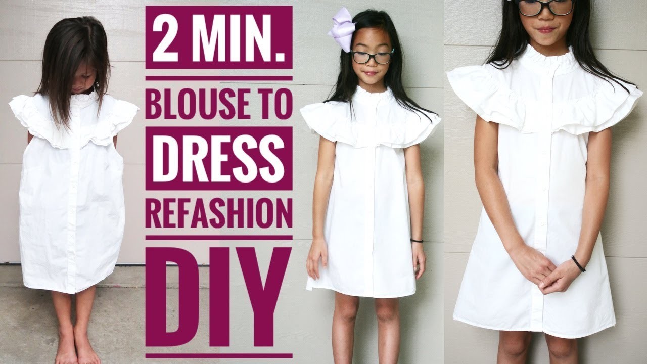 EASY DIY: 2-min. BLOUSE TO DRESS REFASHION || How to Upcycle Clothes