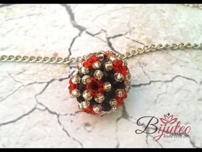 Embelished beaded ball with crystals - tutorial