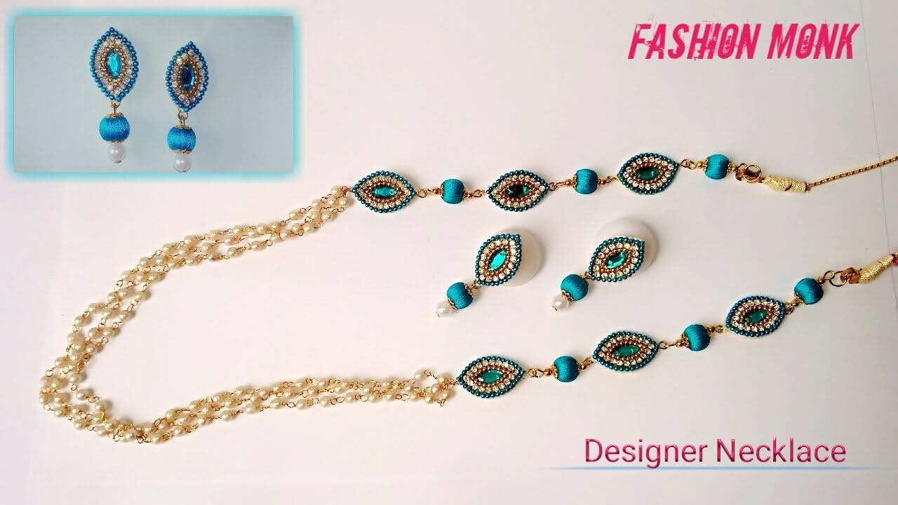 How To Make Designer Necklace. Silk Thread Necklace Making Tutorial at home