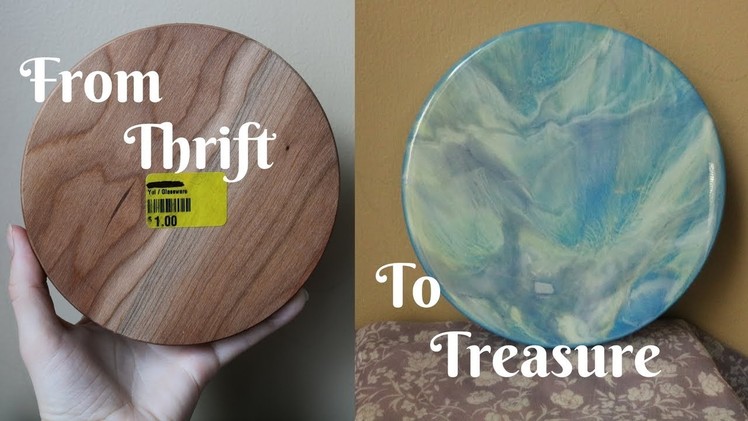 Resin Painting Tutorial on Wood Using Pebeo, and Spray Paint. FROM THRIFT TO TREASURE! #1