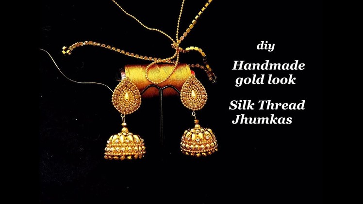 Silk Thread Bridal Jhumkas ||Silk Thread Gold Style Jhumkas||tutorial