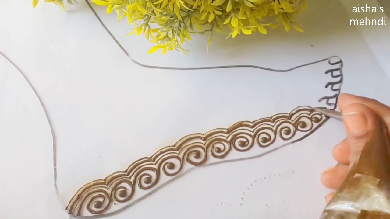 Simple Mehndi Henna Design For Feet Step By Step Tutorial Henna Tutorial For Beginners