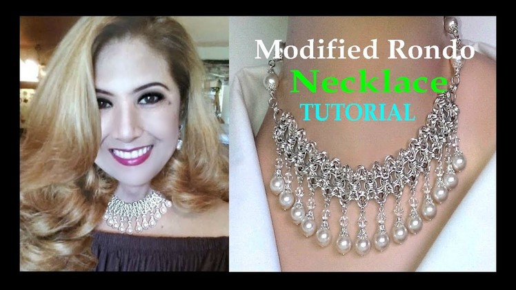 STEP-BY-STEP MODIFIED RONDO CHAINMAILLE NECKLACE WITH PEARLS TUTORIAL  | CHAINMAILLE PEARL NECKLACE