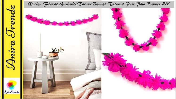 Woolen Flower Garland.Toran.Banner PomPom Banner Tutorial Festival Season Decoration Ideas