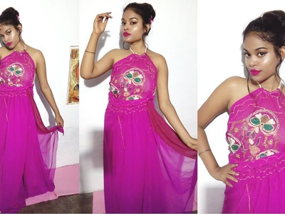 D.I.Y Recycle Old Saree To A Dress ( No Cutting )