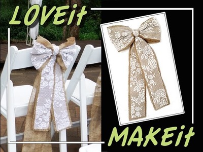 DIY Burlap & LACE Ready-Made Bow with Hook & Ties - Country Vintage Wedding Ideas