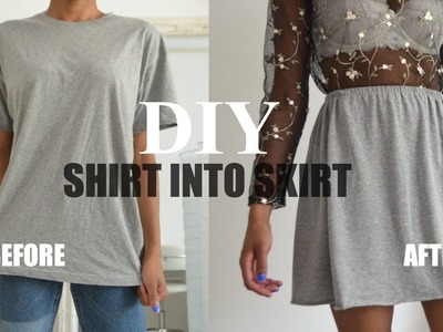 DIY CLOTHING HACK | How To Transform A T-shirt Into a Skirt