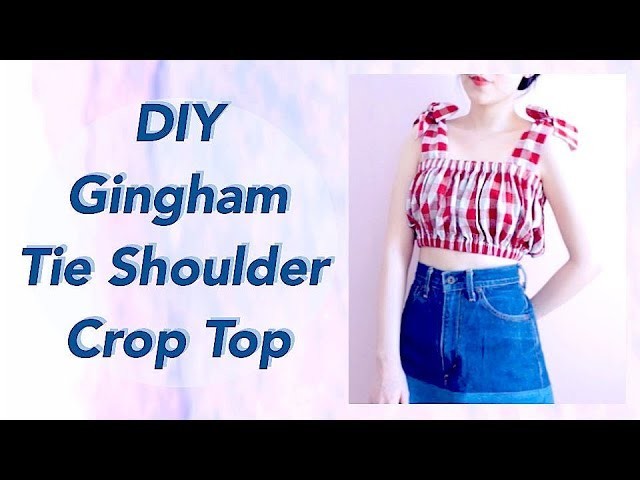DIY Gingham Tie Shoulder Crop Topㅣmadebyaya