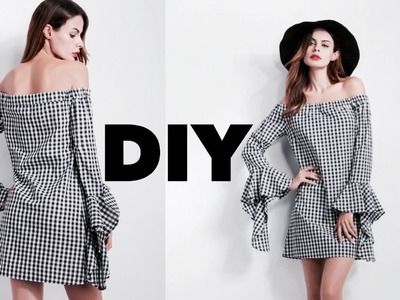 DIY. HOW To Make An Off-Shoulder Dress With Bell Sleeves.How to take your measurements