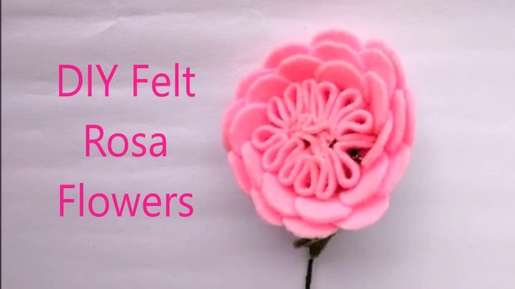 DIY How to Make Felt Rosa Flowers Tutorial - Cara Membuat Bunga Flanel Easy & Simple