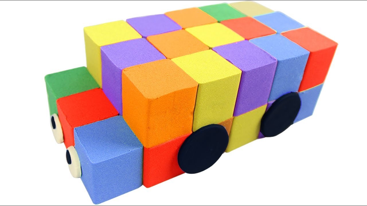 DIY Kinetic Sand Truck Car Rainbow Learn Colors Nursery Rhymes with Kinetic Sand for Kids Children