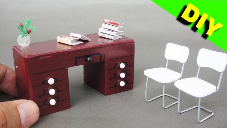 DIY Miniature Realistic Office Desk and Chairs  Dollhouse # 1