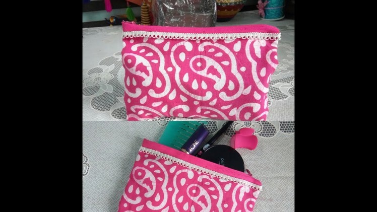 DIY No Sew Makeup Bag with Zipper | Glued, Fabric and Zipper