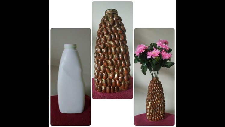 DIY. Pistachio shell flower vase. Best out of waste.पिस्ते के छिल्के से फूलदान  बनाये.