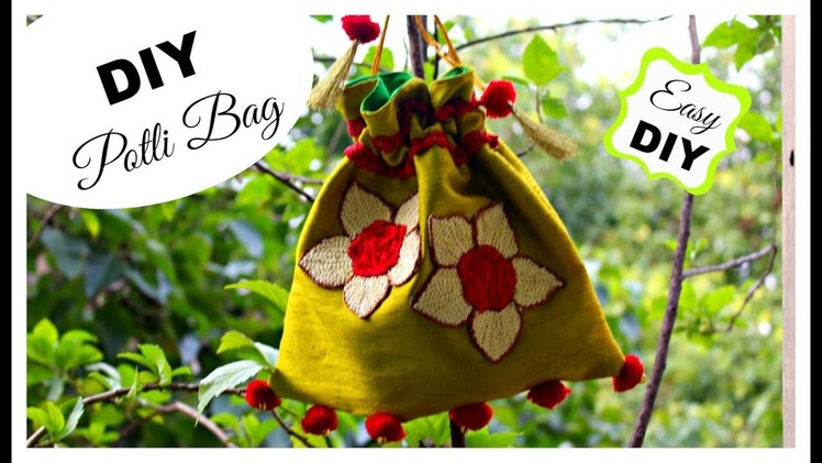 DIY Potli Bag | How to make a Potli Bag (Batua) at home || Pompoms & Tassels