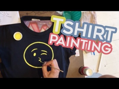DIY T-SHIRT PAINTING - (Emoji Kissy Face) How to Paint on Clothing