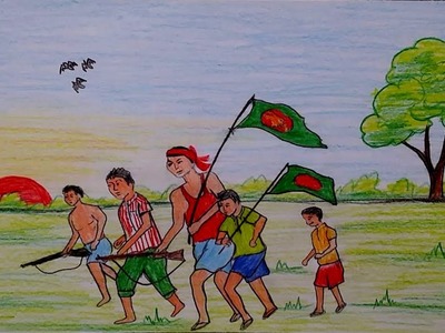 Victory day or Bijoy Debos scene drawing tutorial for kids