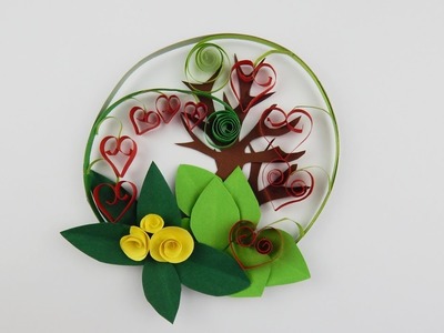 Wall decoration hearts and flowers DIY quilling papercraft deco