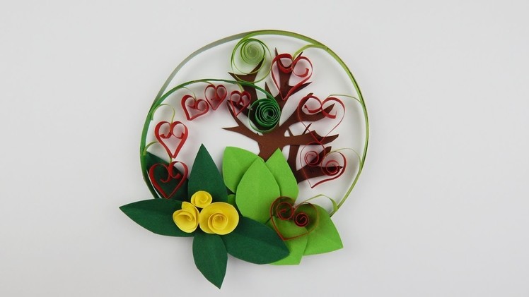 Wall decoration hearts and flowers DIY quilling papercraft deco