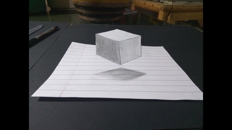 3D Drawing of Cube | How to draw 3d cube | Easy 3d drawing tutorial for kids