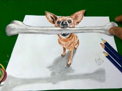 3D Drawing of sweet  Dog│Trick ART speed painting | Easy 3D illusion art tutorial for kids