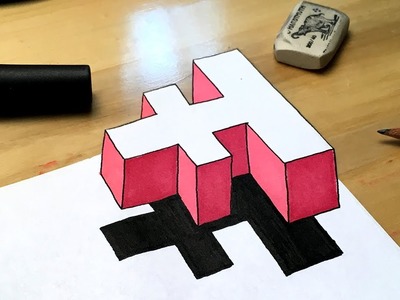 3D Floating Letter "F" Optical Illusion Drawing - Mind Trick