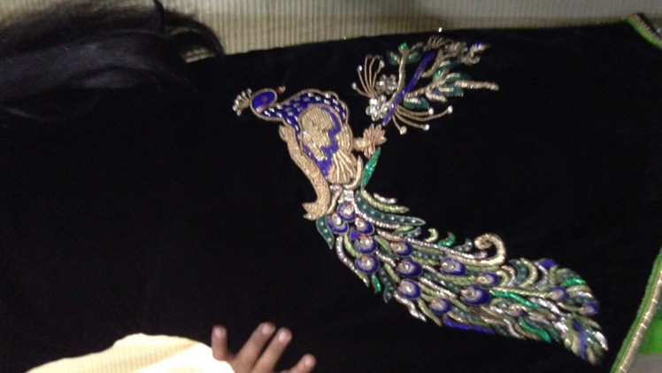 Beautifull Hand embroidered peacock  design on punjabi suit