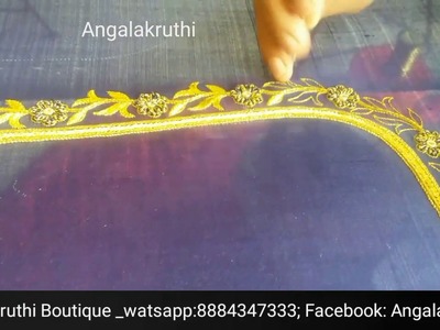 Blouse hand embroidery designs by Angalakruthi boutique