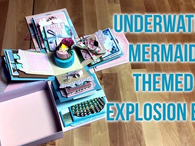 [Box + Scrapbook] Turquoise + Baby Pink Underwater Theme Explosion Box