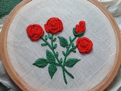 Button hole rose stitch:hand embroidery