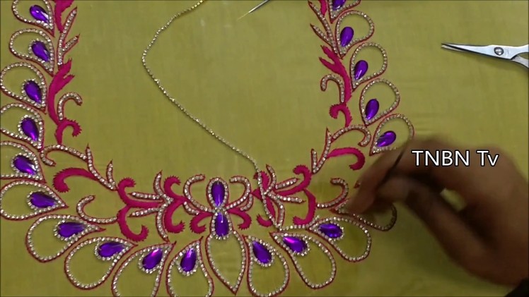Designer blouse designs | basic embroidery stitches | hand embroidery tutorial for beginners