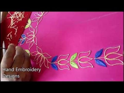 Designer blouse designs | hand embroidery designs | basic embroidery stitches