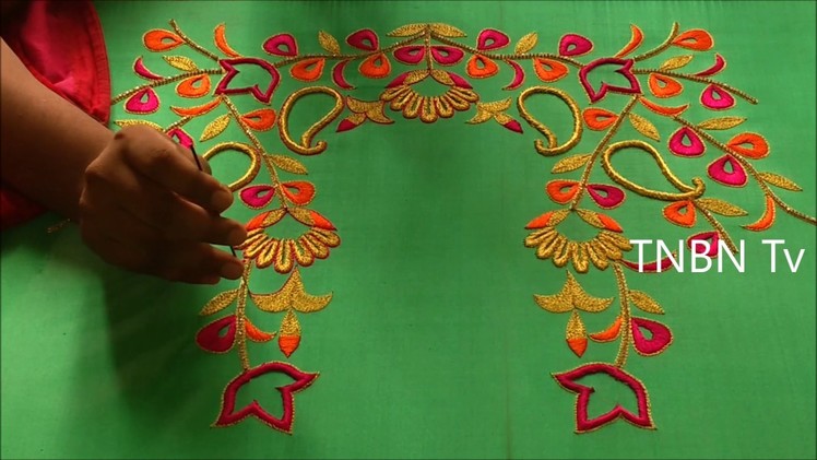 Designer blouse designs | hand embroidery designs | basic embroidery stitches | embroidery tutorial