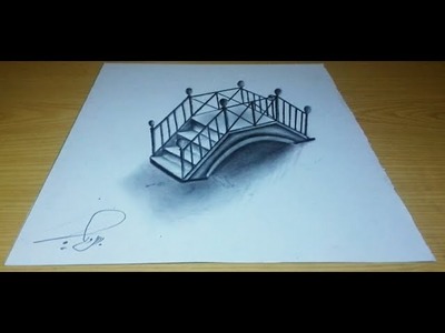 Draw a bridge - illustration drawing a 3d bridge trick art