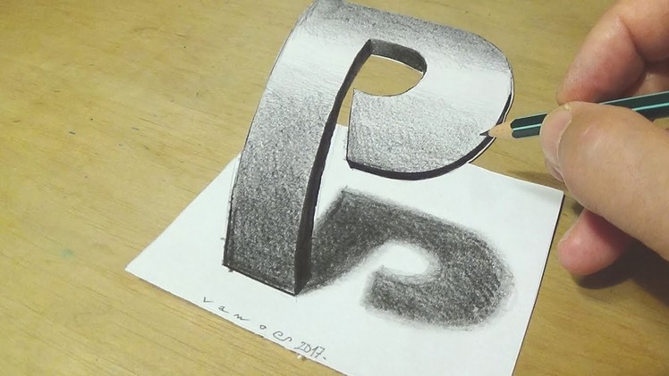 Drawing 3D Letter with Graphite Pencils - How to Draw 3D Letter P - Trick Art for Kids & Adults