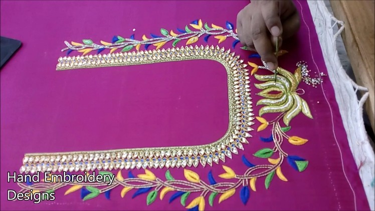 Embroidery designs for beginners | hand embroidery designs, simple maggam work blouse designs