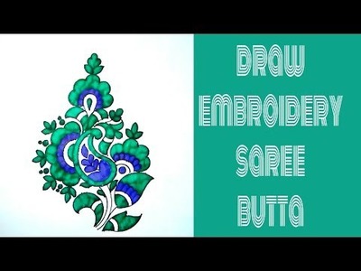 Embroidery saree designs pencil sketch buti colour drawing for hand embroidery designs saree