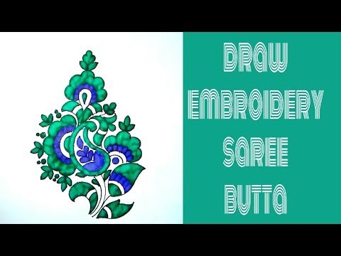 Embroidery saree designs pencil sketch buti colour drawing for hand embroidery designs saree