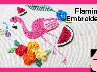 Flamingo hand embroidery EP02 cast on stitch 플라밍고 프랑스자수 2