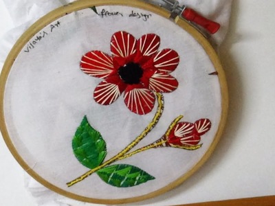 Hand Embroidery -  Beautiful flower with satin & straight stitch designs