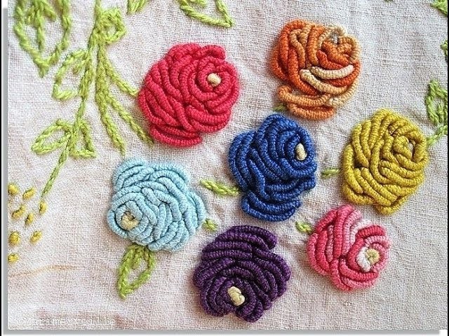 Hand embroidery Brazilian flower stitch embroidery designs