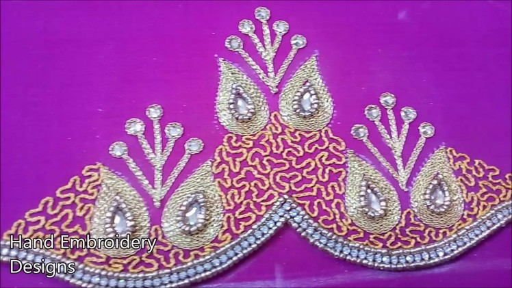 Hand embroidery designs | basic embroidery stitches | simple maggam work blouse designs